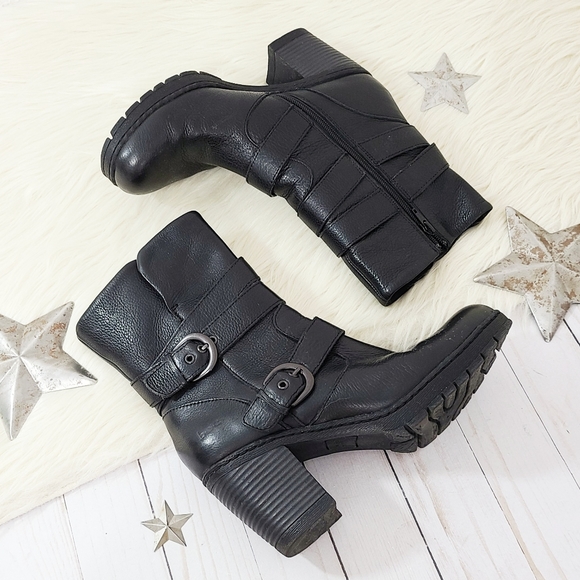 boc Shoes - B.O.C. black moto boots heeled biker boots buckle 8